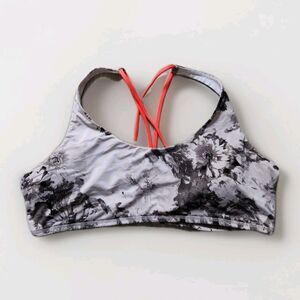 Everlast Floral Sports Bra Racerback Mesh Lined Pink Gray Womens XXL EUC